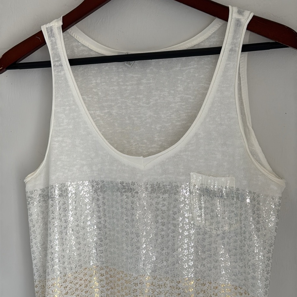 Tempo Paris White and Silver Tank Top - Picture 5 of 9